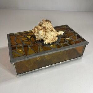 Stained Glass Mirrored Sea Shell Trinket/Jewelry Box